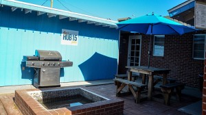The outdoor fountain and barbecue make a great working environment!